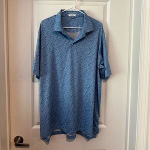 Peter Millar Blue Polo Shirt Cigar, lighter, smoke